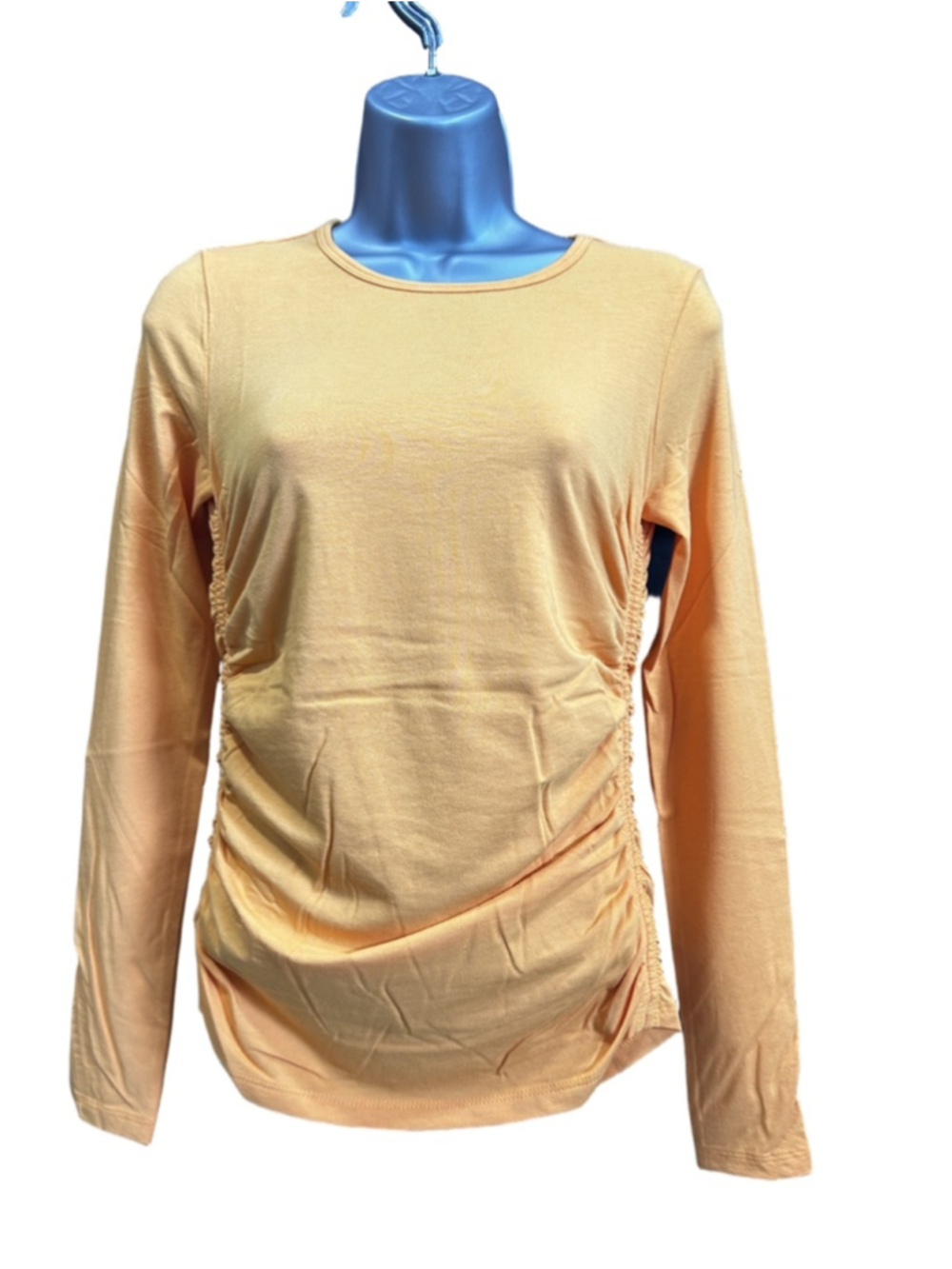 NWT Anatomie Milly Ruched Long Sleeve Top in tangerine in large retails $178 - Picture 2 of 8